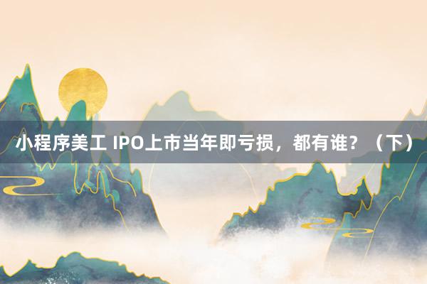 小程序美工 IPO上市当年即亏损，都有谁？（下）